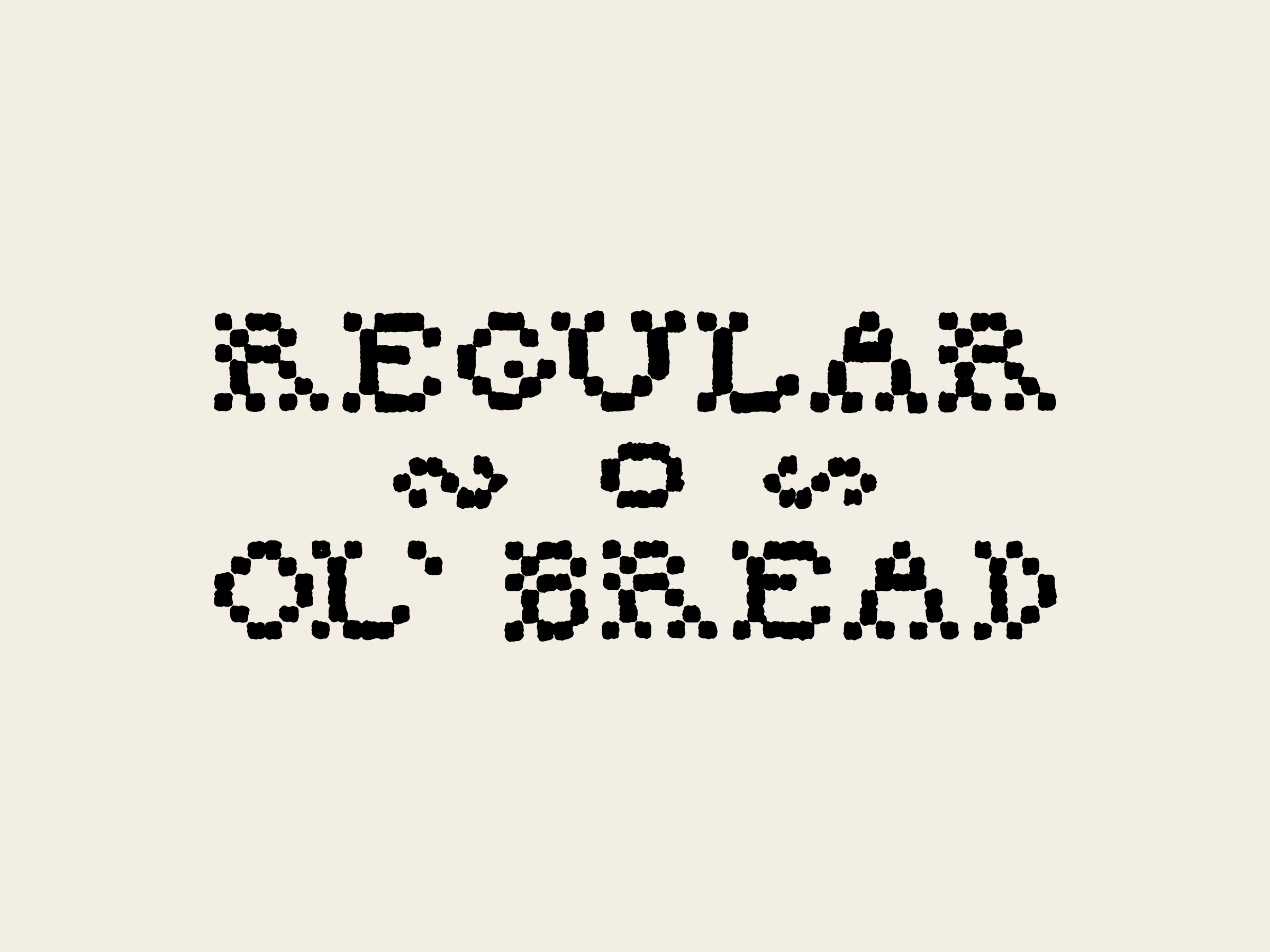 The two-line wordmark with a small row of stitched ornaments between the lines, black on cream.