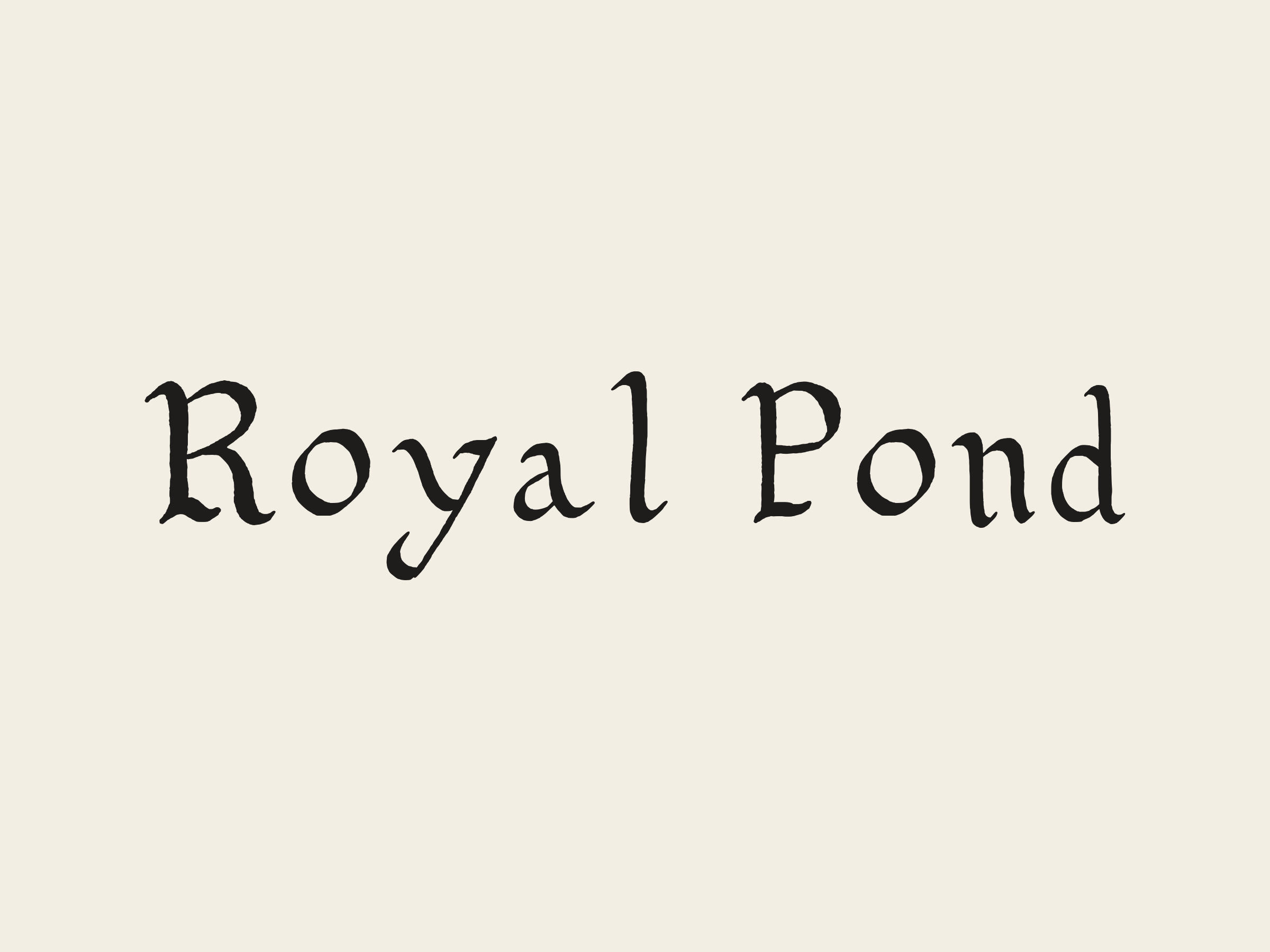 The words Royal Pond set in HP Royal Pond, black on cream.