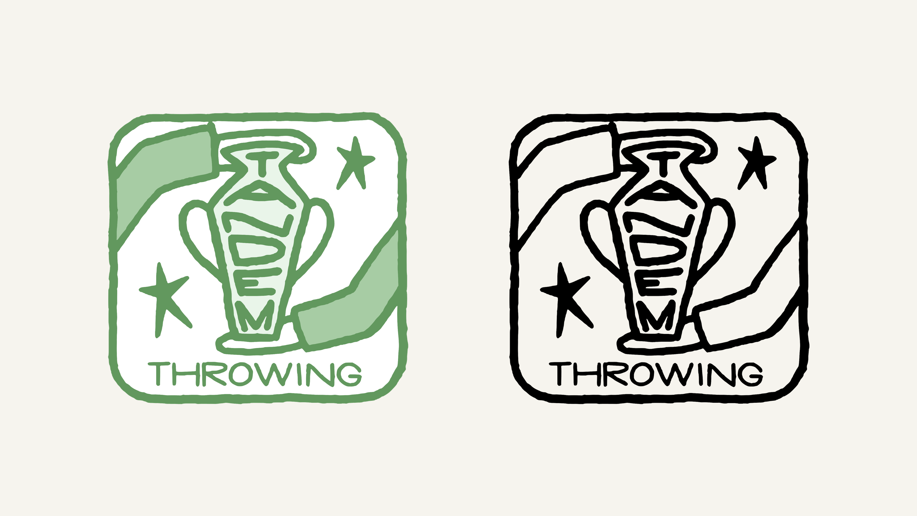 The Tandem Throwing logo shown twice side by side, in green and in black.